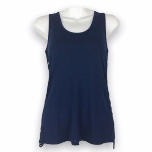New NWOT Leyendecker Womens Designer Navy Blue‎ Sleeveless Blouse Size Medium M